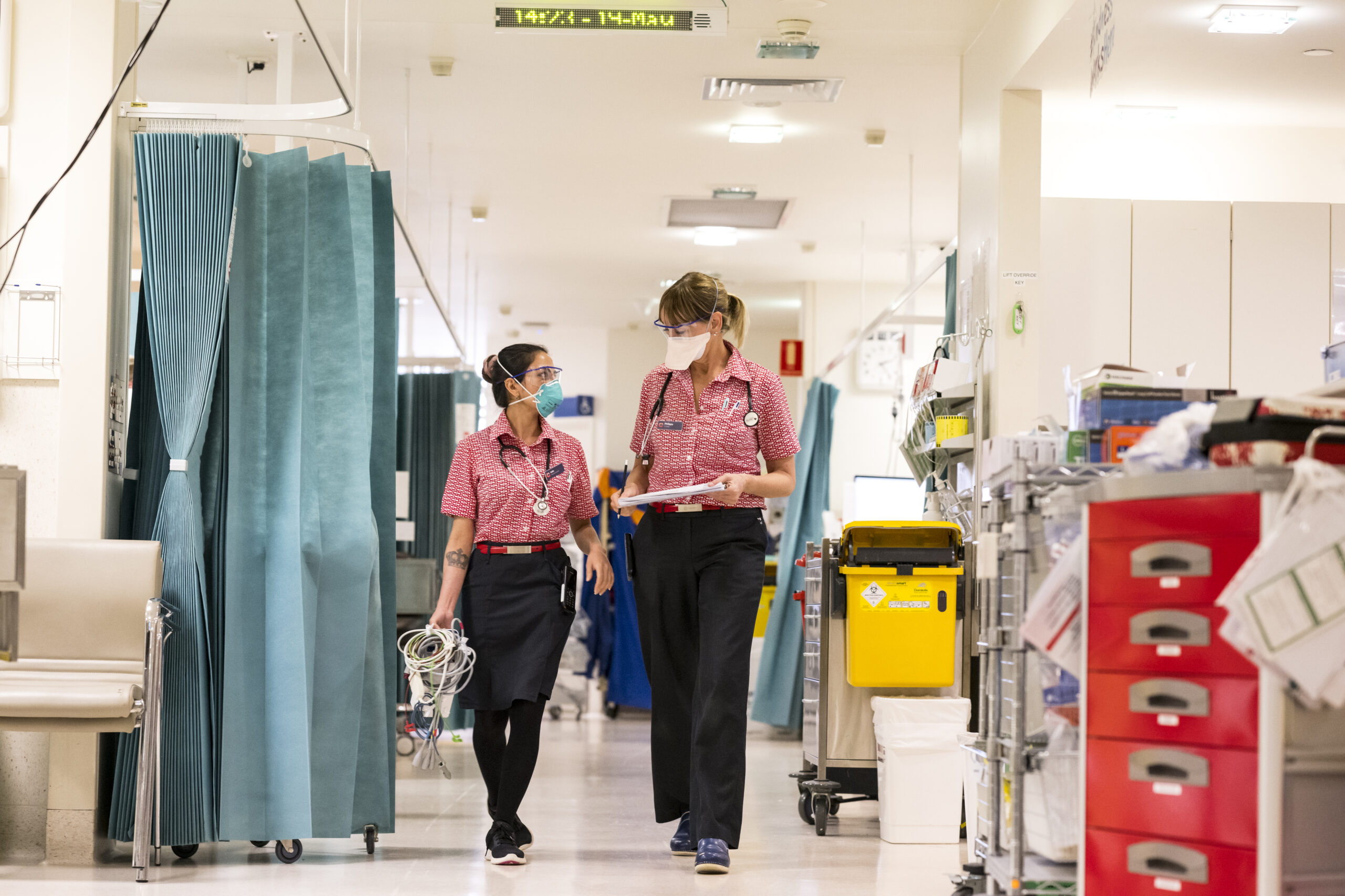 Cabrini Health cardiac nurses walking down the ward corridor