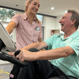 Cabrini Parkinson's patient - Peter Cotter with Allied Health rehabilitation staff