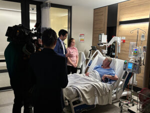 NLCSP patient Patrick Griffin recovering at Cabrini with Channel 9 film crew