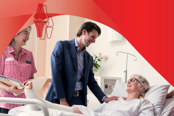 Tile for Cabrini Orthopaedic services - specialist with nurse and patient